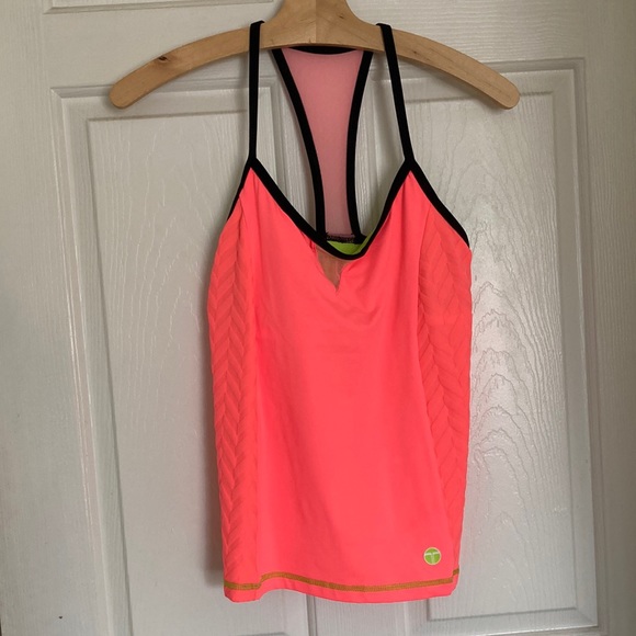 Trina Turk Neon Orange Lime Green Athletic Tank Top Inner Shelf Bra - Picture 2 of 11